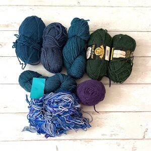 Wool Yarn Bundle Lot 8 Count Purple Blue Green Dark Colors